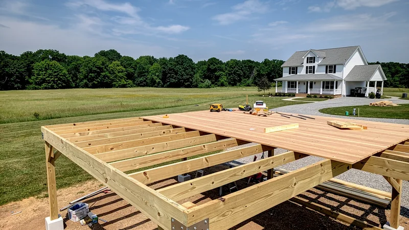 New deck build on a spacious rural property near Easton, MO